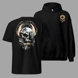 Stay Zero Be Without Fear T Shirt and Hoodie 2 Sides, Tactical Skull Graphic Tee, Soft Cotton Blend T Shirt Hoodie, Military Streetwear Apparel for Men & Women, Bold Attitude Gift