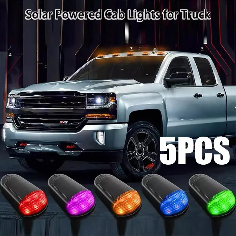 Solar Cab Lights Punch Free LED Lights Roof Lights for Car 5PCS