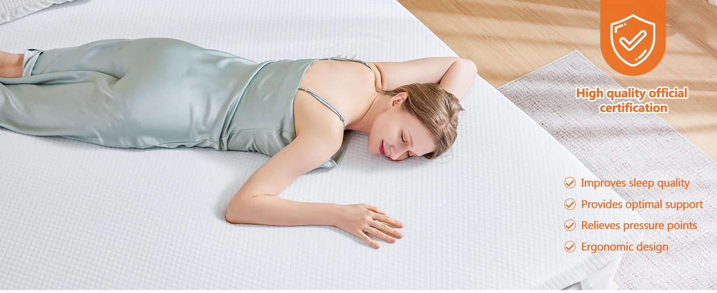 Cooling Gel Memory Foam Mattress Topper for Relieve Back Pain, Ventilated Design, CertiPUR-US Certified, Removable Plush Cover