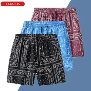 Men's Summer Quick-Dry Drawstring Beach Sports Shorts with Colorful Geometric Patterns casual