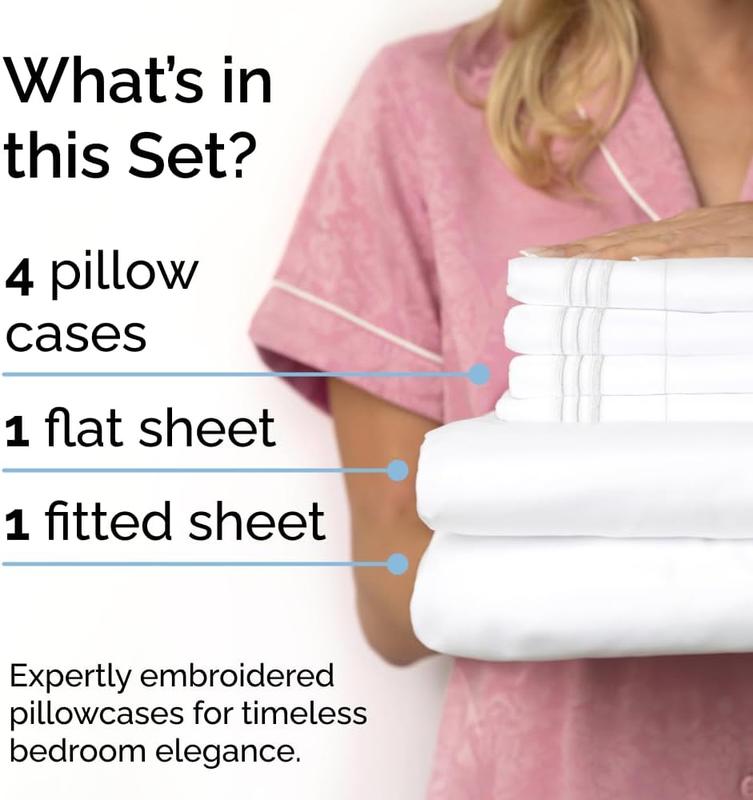 CGK 6-Piece Sheet Set – Deep Pocket, Wrinkle-Resistant, Cooling, 1 Fitted Sheet, 1 Flat Sheet, 4 Pillowcases