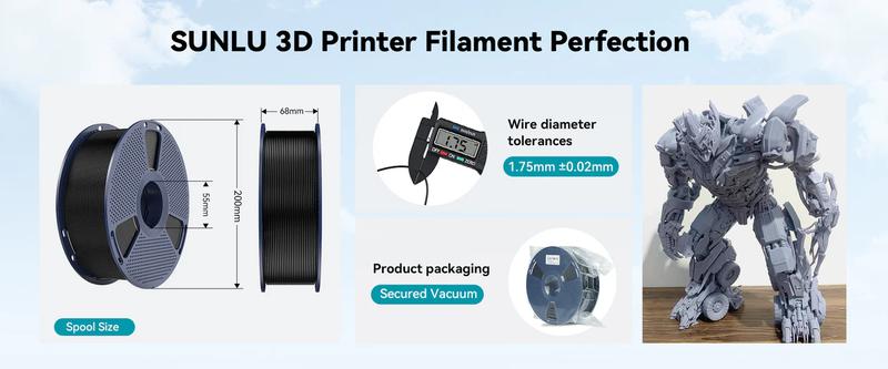 SUNLU PLA Super Vibrant Colors 1KG 1.75mm/0.0689inch High Precision Filament for Smooth 3D Prints Compatible with Bambulab Creality Flashforge Elegoo Prusa Anycubic FDM Printers Tangle-Free