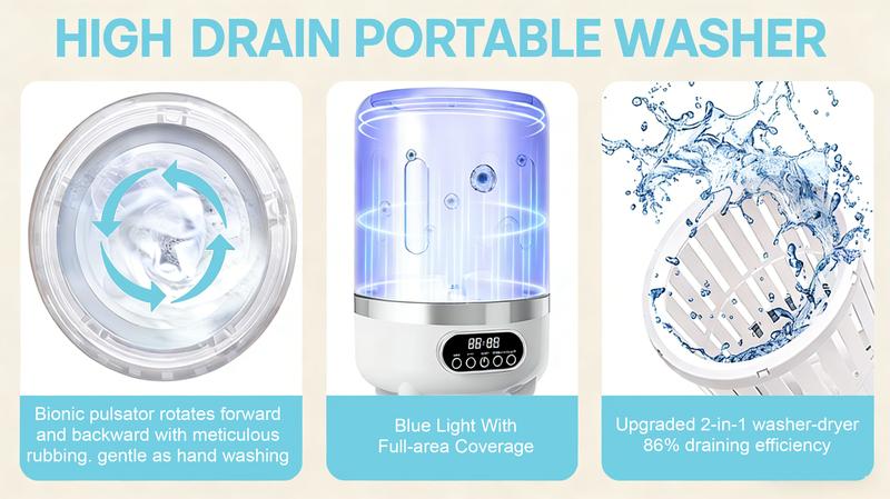 【Latest Products】Mini Washing Machine (Green), Rechargeable Portable Underwear Washing Machine, 3L Extra Large Capacity, Suitable for Travel,Apartment,Camping