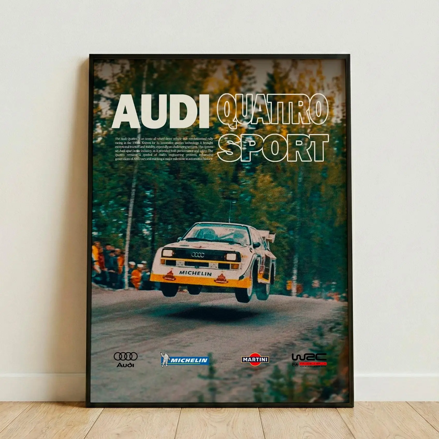 Audi Quattro Poster - Group B Rally Art - Vintage WRC Wall Decor - Decoração Man Cave - Presente Fãs Carros - Audi Sport S1 Print, Poster Unframed