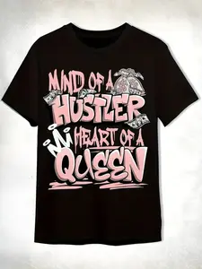Cotton Hustler Heart Queen Unisex Matching 11s Low Legend Graphic TShirt BlackWhitePink Mind of a Hustler Queen Slogan Dollar Sign Design Soft Breathable Crew Neck Short Sleeve Tee for Men Women Casual Streetwear Everyday Fit