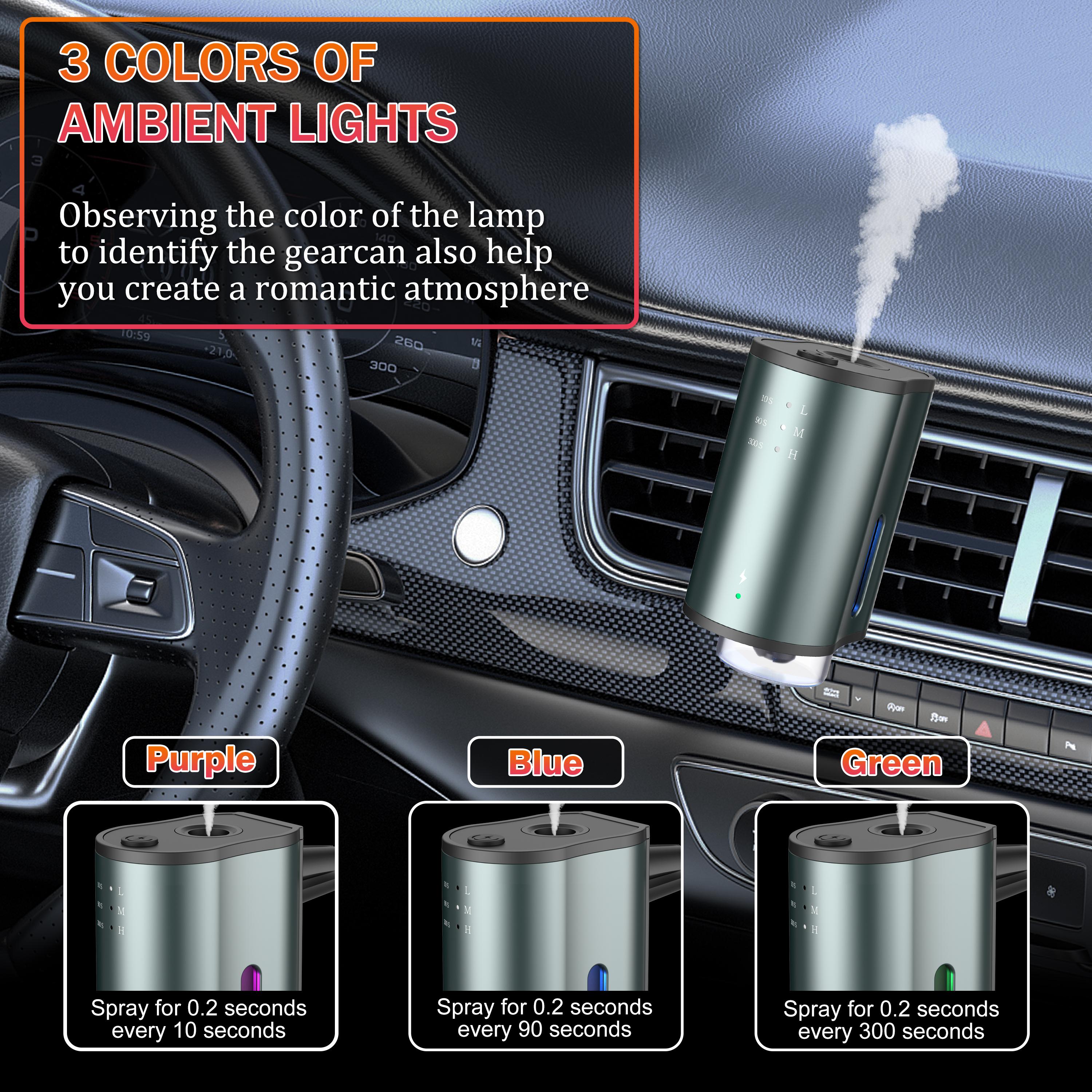 Smart Car Air Freshener with Three Scent Intensity Levels, Portable Waterless Diffuser, Aromatherapy with 3*10ML Natural Perfumes,Random Shipment of Polygon and Circle Shapes