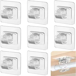 8PCS No Drill Curtain Rod Brackets Curtain Rod Holder Hooks Nail Adjustable Curtain Rod Hooks Curtain Hangers Bracket Bathroom Kitchen Living Room Curtain Hanger