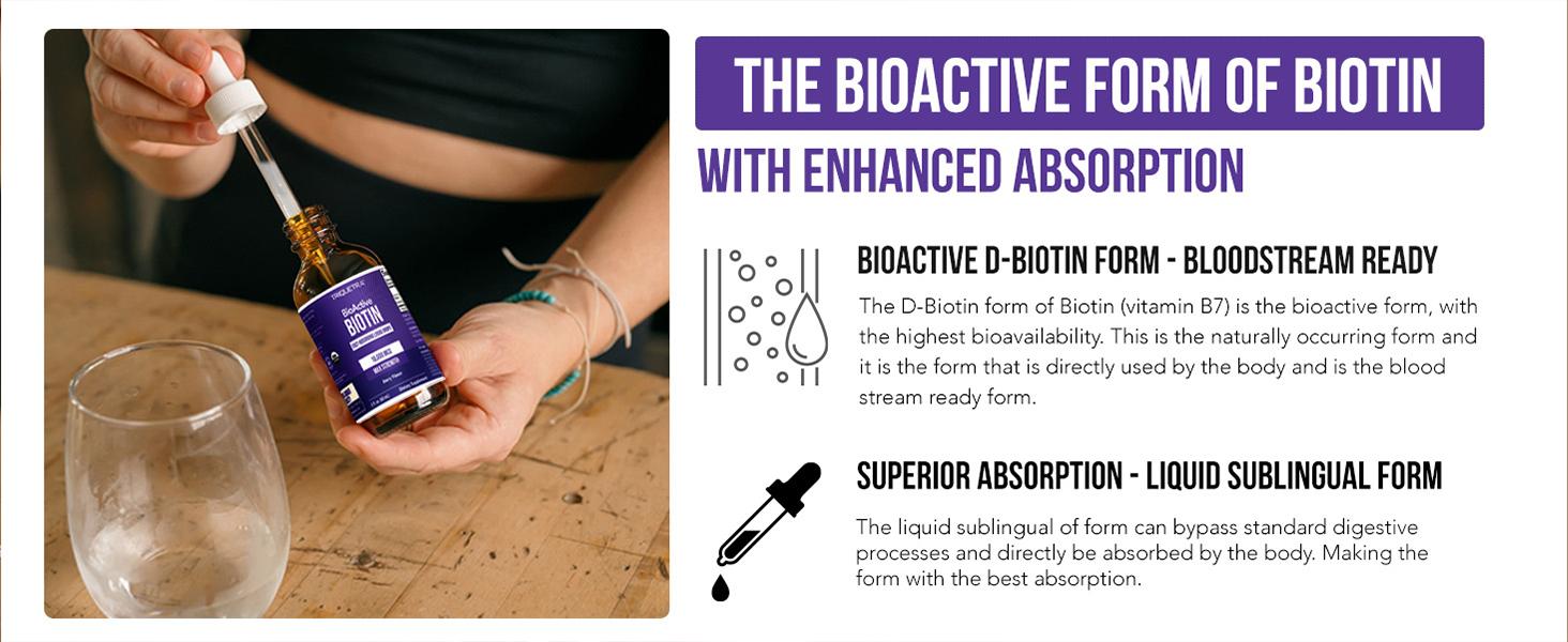 Organic Biotin 10,000 mcg | Liquid Biotin for Hair, Skin & Nails – USP Grade, Enhanced Absorption, Berry Flavor – 180 Servings, 2 oz Organic Biotin 10,000 mcg | Liquid Biotin for Hair, Skin & Nails – USP Grade, Enhanced Absorption, Berry Flavor – 180 Servings, 2 oz