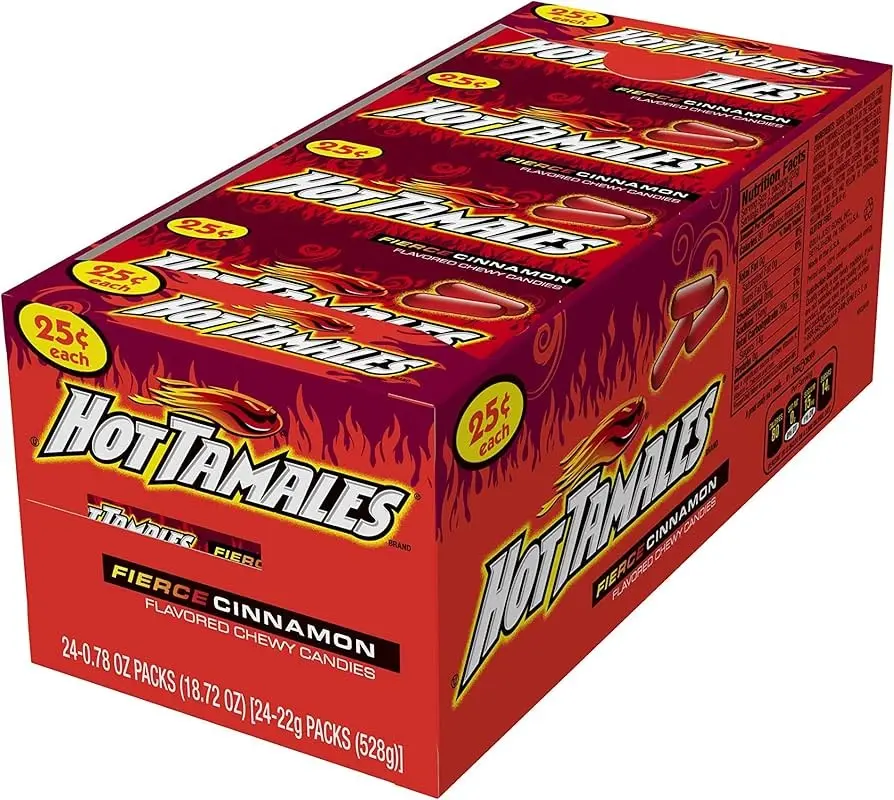 HOT TAMALES Changemaker 24 Count – Cinnamon Flavored Chewy Candy, Spicy Sweet Candy, Red Hot Cinnamon Treats, Party & Snack Candy