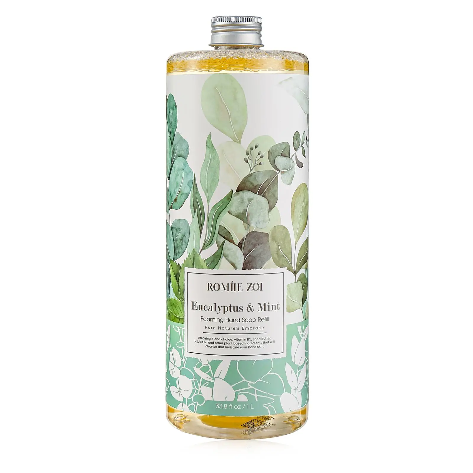 ROMIIE ZOI Foaming Hand Soap Refill, Eucalyptus & Mint, Gentle & Moisturizing Formula, 1 L/ 33.8 FL OZ softsoap  bottles Nail Daily