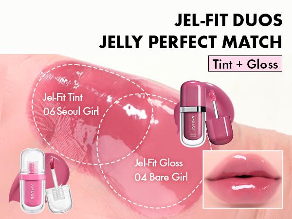 [AMUSE Seoul Official] Jel-Fit Tinted Lip Gloss | 10 Shades, High-Shine, Lipstain, Plumping, Ultra-Glossy Finish, Peptides & Cica PDRN