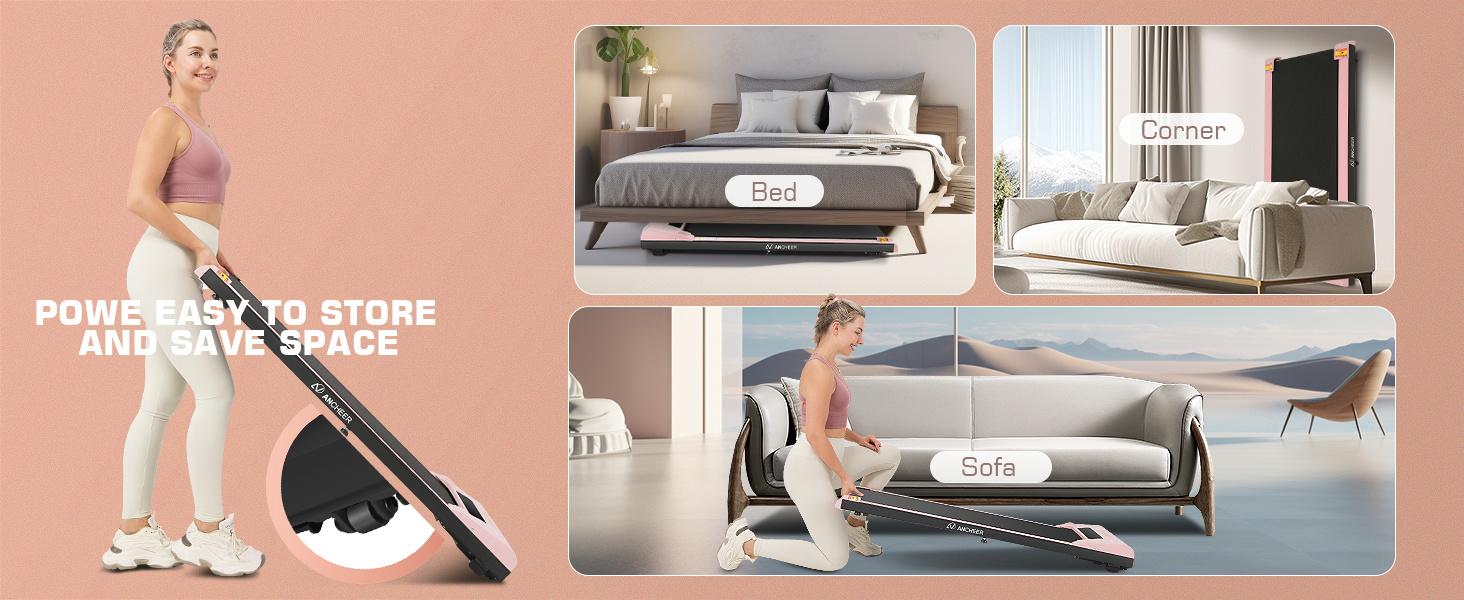 ANCHEER Walking Pad Under Desk Treadmill 2.5HP Folding Treadmill with Remote Control, 2 in 1 Treadmills for Home Office with Quiete