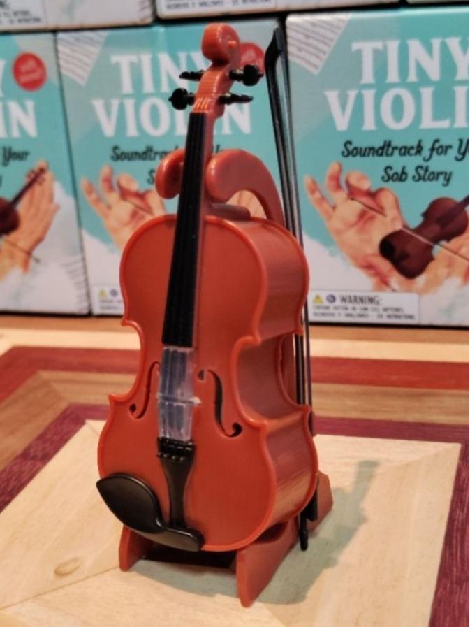 Tiny Violin Soundtrack for Your Sob Story With Illustrated Mini Book RP Minis 3 4/5" Replica Violin Mini Bow Chinrest Hilarious Gag Gift