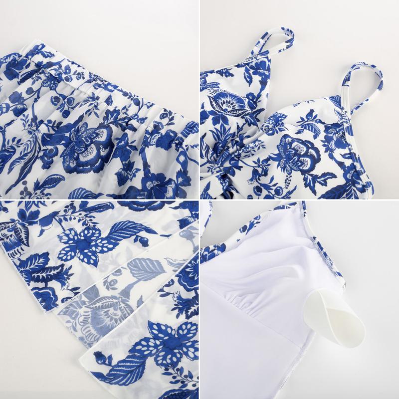 【Valentine's Day Limited】GRACE KARIN Women's Two-piece set Swimsuits with Cover Up Skirt Tummy Control V Neck Bathing Suits