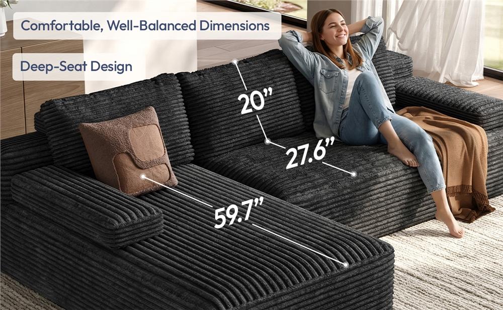 【Crazy Price】Yaheetech 110"W L-Shaped Boneless Memory Foam Sectional Sofa with 2 Packages, CompressedCorduroy Sectional Couches Oversized Deep Seat Removable Pillow Covers Pet-Friendly No Assembly for Living Room Apartment 【Crazy Price】Yaheetech 110"W L-Shaped Boneless Memory Foam Sectional Sofa with 2 Packages, CompressedCorduroy Sectional Couches Oversized Deep Seat Removable Pillow Covers Pet-Friendly No Assembly for Living Room Apartment