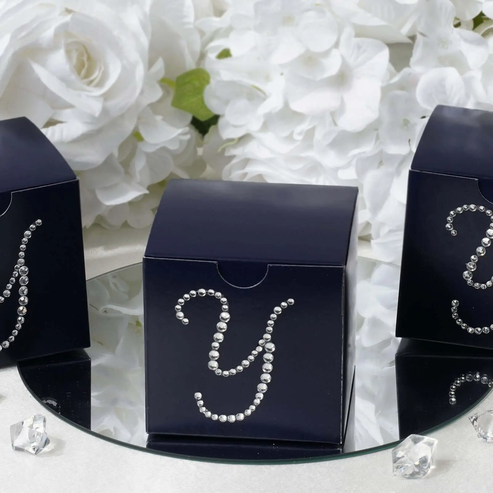 100-Pack Personalized Diamond Monogram Square Shipping Cardboard Letter Gift Boxes (3"x3"x3") - Customized, Glossy Finish, Handwritten Font, Easy-to-Assemble Favor Holder for Weddings (Gifts & Wrapping Office Stationery), Gifts In Box
