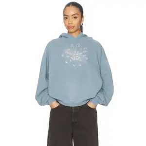 DAYDREAMER Witchy Butterfly Oversized Hoodie in Winward Blue
