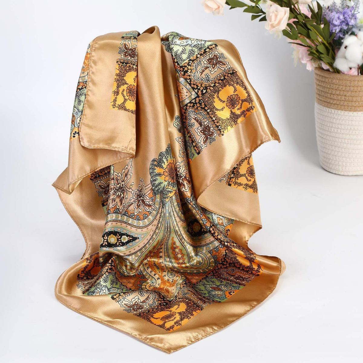 4PCS/Set 35'' Printed Square Head Scarf Neck Scarves for Women Silk Like Hair Kerchief Bandanas Neck Scarf Sleeping Head Wraps Hair Band Headscarf Female Hair Accessories 4PCS/Set 35'' Printed Square Head Scarf Neck Scarves for Women Silk Like Hair Kerchief Bandanas Neck Scarf Sleeping Head Wraps Hair Band Headscarf Female Hair Accessories