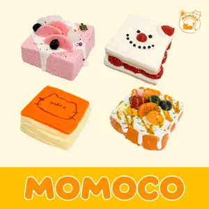 [MoMoCo Squishy Toy] Toast Series Squishy -  Ultra Soft Silicone Creamy Texture, Realistic Food DIY Stress Relief for Kids & Adults (Perfect Gift Idea)