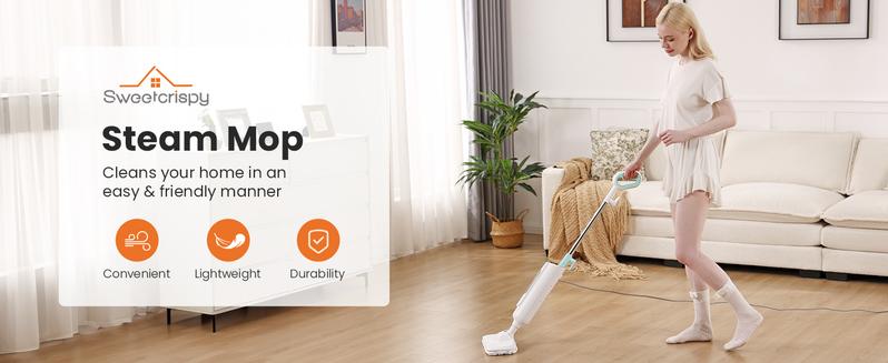 Steam Mop for Floor Cleaning, 2 Washable Pad, Lightweight Floor Steamer Cleaner for Hardwood/Tile/Laminate Floors Carpet