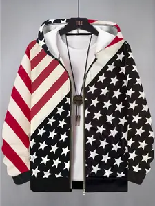 Asymmetrical American Flag Full-Zip Hoodie - Bold Patriotic Streetwear Statement