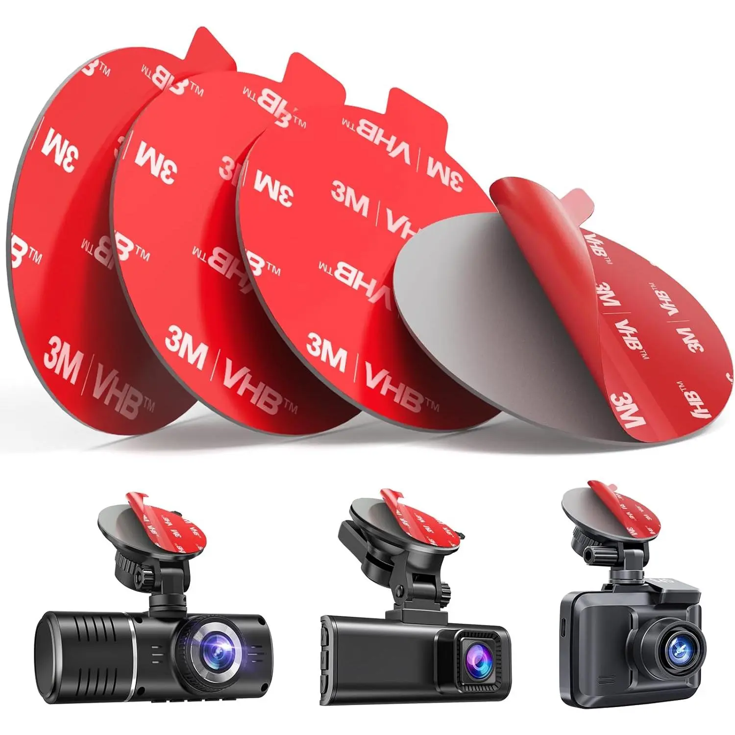 4pcs 2.2 inch 3M VHB Gel Material Round Double-Sided Tape Stickers - High Bonding, Waterproof, Durable, Heat-Resistant for Dashcams Suction Cup Mounts (Glass, Metal Surfaces)
