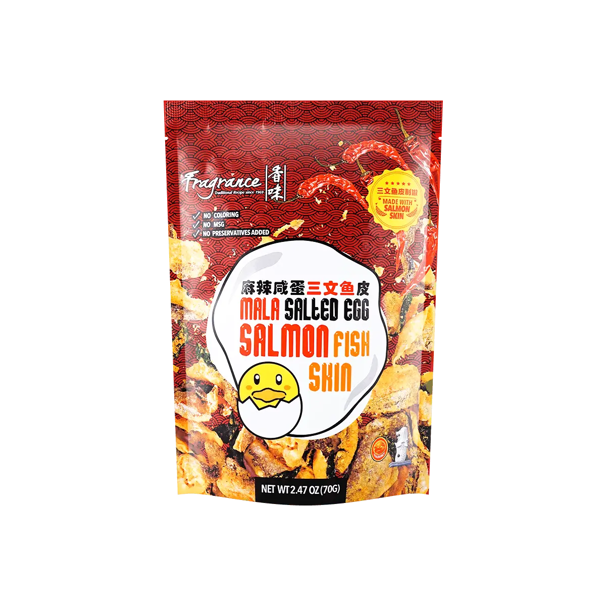 Fragrance Singapore Spicy Salted Egg Salmon Skin Crisps 70g - Must-Buy for Salted Egg Lovers