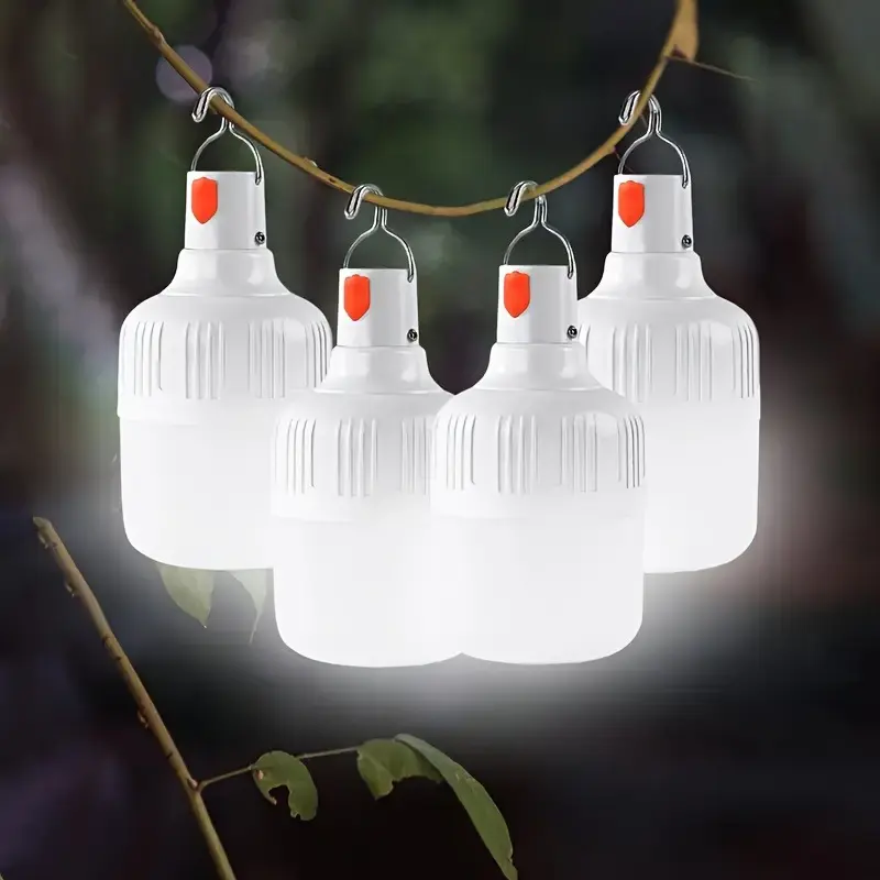 Tempomind USB Rechargeable Hanging Hook LED Globe Light Bulb, Weather Resistant Portable Camping Tent Lamp for Backyard, Patio, Picnic, Emergency Power Outage