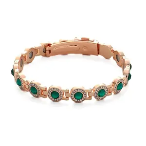 High-intensity magnetic copper bracelet for women - updated with 3800 gauss magnet - adjustable length with safety clasp - high quality multi-fac crystal inlaid