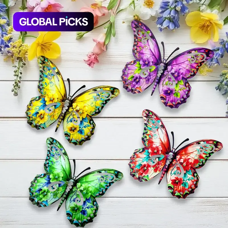 Metal Butterfly Wall Decor, 14 Inch Modern Cute Outdoor Fence Art, Home Hanging Decoration for Bedroom, Balcony, Garden, Patio and Yard #GLOBAL PICKS