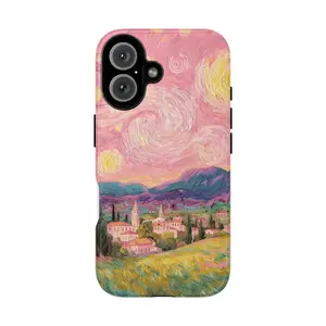 JIACC Starry Village Art Pattern Phone Case Van Goghh Inspired Pastel Landscape For iPhone 17 ProMax Plus Air 16 15 14 13 12 11 X XR & SamsungS25 S24 S23 S22 Ultra, Best Gift