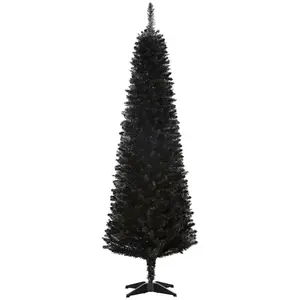 HOMCOM Artificial Pencil Christmas Tree, Slim Xmas Tree with 390 Realistic Branch Tips and Plastic Stand