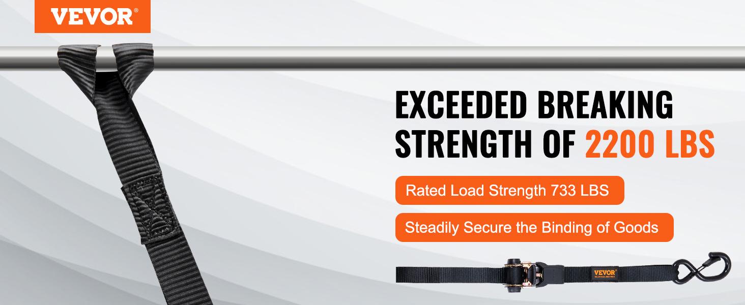 VEVOR Ratchet Tie Down Straps Kit, TikTokShopBlackFriday, 2200-11128 lb Max Break Strength, Includes 4 Premium 1" x 15' Rachet Tie Downs with Padded Handles, for Moving Securing Cargo, Appliances, Lawn Equipment, Motorcycle