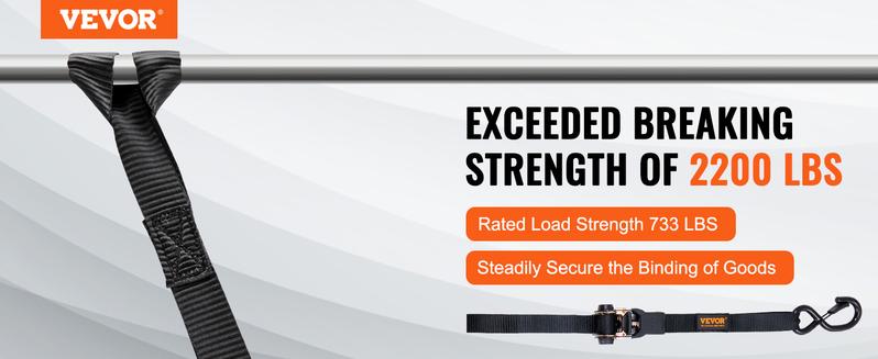 VEVOR Ratchet Tie Down Straps Kit, TikTokShopBlackFriday, 2200-11128 lb Max Break Strength, Includes 4 Premium 1" x 15' Rachet Tie Downs with Padded Handles, for Moving Securing Cargo, Appliances, Lawn Equipment, Motorcycle