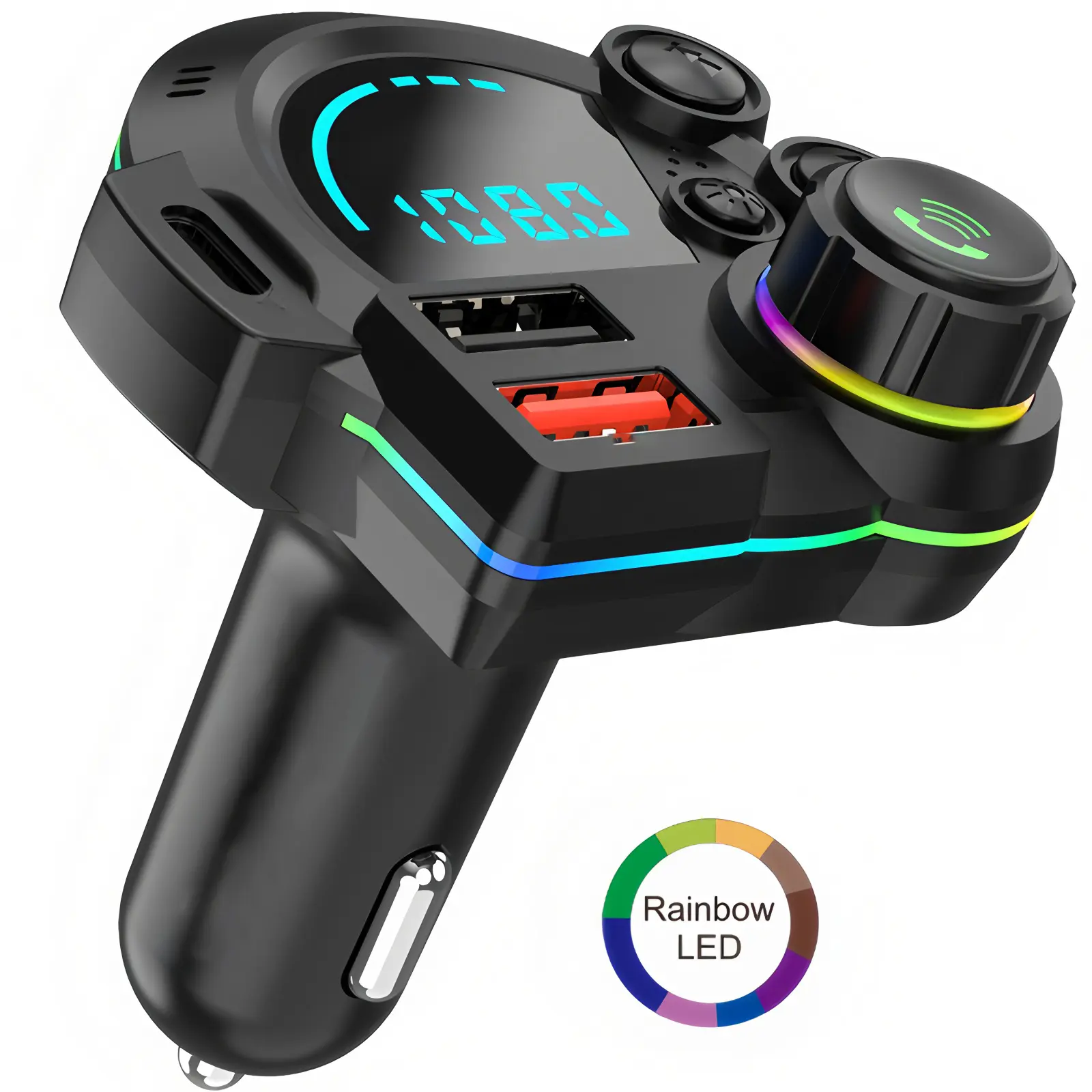 Bluetooth FM Transmitter for Car, Hi-Fi Lossless Music Player with Type-C PD 20W Fast Charging, Dual USB Ports, Wireless Hands-Free Car Kit, LED Display Radio Adapter, Road Trip Essentials, Gift for Men & Father