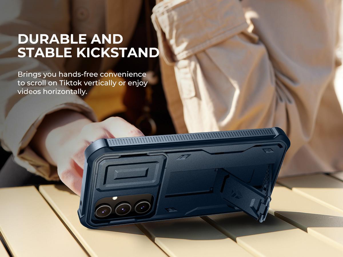 Dexnor for Samsung Galaxy A35-5G Case, [2 Front Frame] [Built-in Slide Camera Cover & Kickstand] Heavy Duty Military Grade Protection Shockproof Phone Case with Screen Protector, 6.6 inch