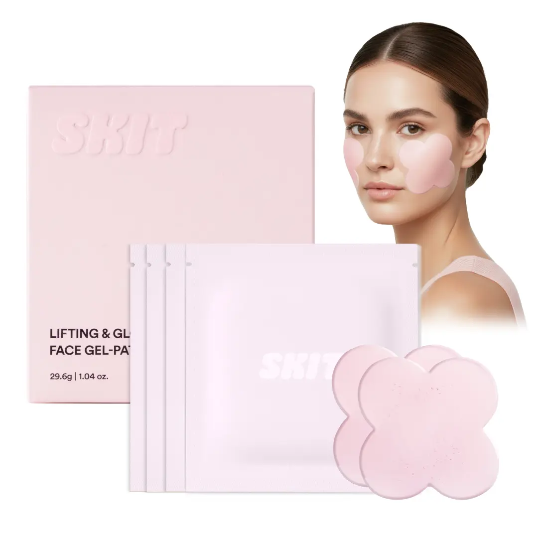 skit beauty Lifting & Glow Face Gel-Patch | 7 Types of Collagen + 9,800ppm Collagen Water | Targeted Firming & Plumping for Dull & Sagging Skin | 8 Patches (4 Sets)
