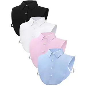 Women's 4pcs Detachable Fabric Fake Dickey Collar, Smooth Round Collar Half Shirt Blouse, Ideal for Halloween Casual Wear & Uniforms (Sports & Outdoor Outerwear)