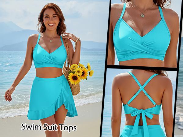 Blooming Jelly Womens Bikini Tops Supportive Tie Knot Swim Suit Swimsuit Top