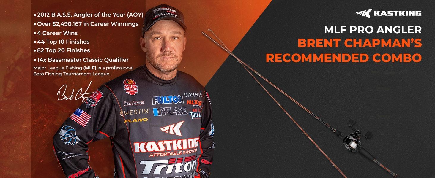 KastKing Brent Chapman Casting Rod and Reel Combo, Tailored Tackle Kits, IM6 Graphite 2Pc Blanks, 5.2:1 Gear Ratio, 9 + 1/5 + 1 Ball Bearings, Stainless Steel Guides, EVA Handles