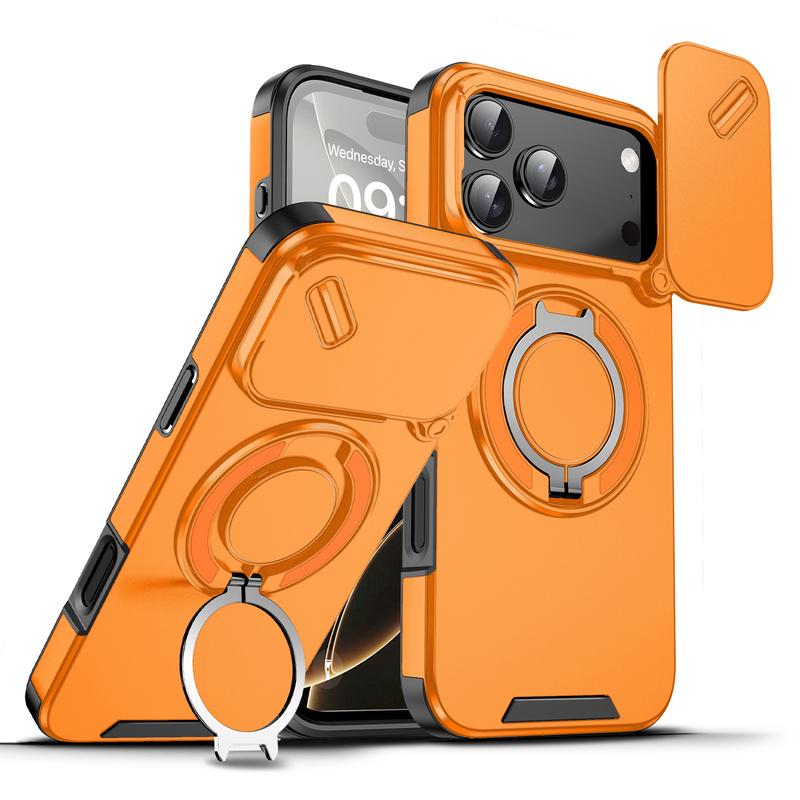 For iPhone 17 16 15 14 13 12 Pro Max with Camera Protector Case, 360 Rotated Ring Kickstand Holder Military Grade Shockproof Protective Cover