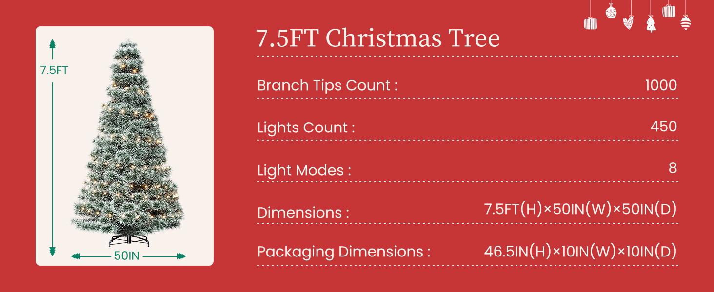 Sweet Furniture Plus Pre-lit Artificial Christmas Tree, Realistic Shape Color, Perfect Home Office Garden Decoration, Fits Indoors Outdoors Sturdy Metal Base