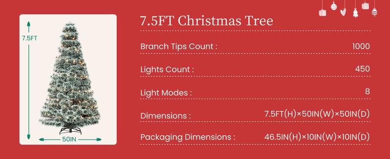 Sweet Furniture Plus Pre-lit Artificial Christmas Tree, Realistic Shape Color, Perfect Home Office Garden Decoration, Fits Indoors Outdoors Sturdy Metal Base