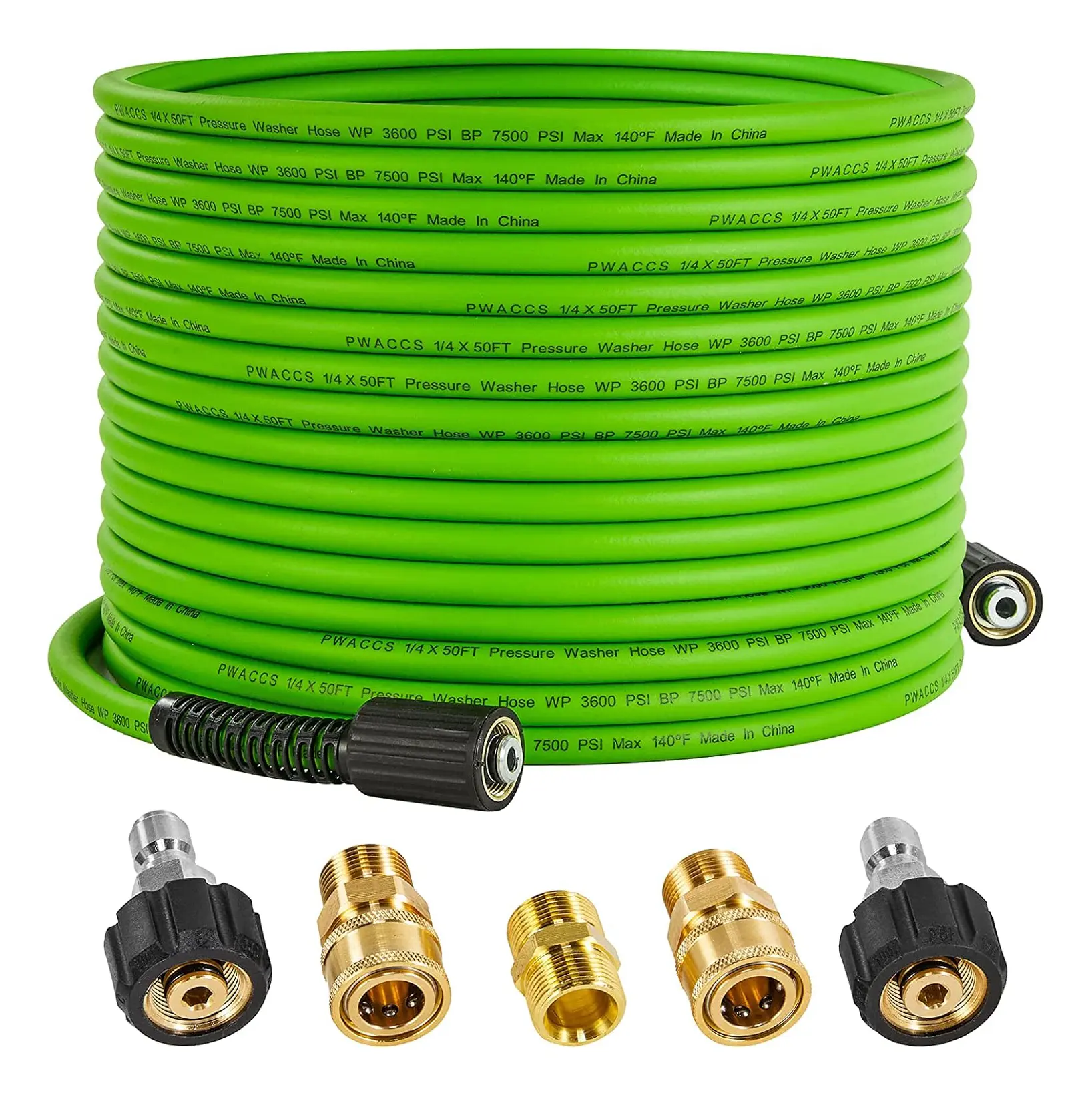 PWACCS Pressure Washer Hose for Power Washer - 50 FT x 1/4" Extension  - Kink Resistant - Compatible with M22 Fittings high power wash hose, High Power Hoses, Power Washer Hoses, DealsForYouDays