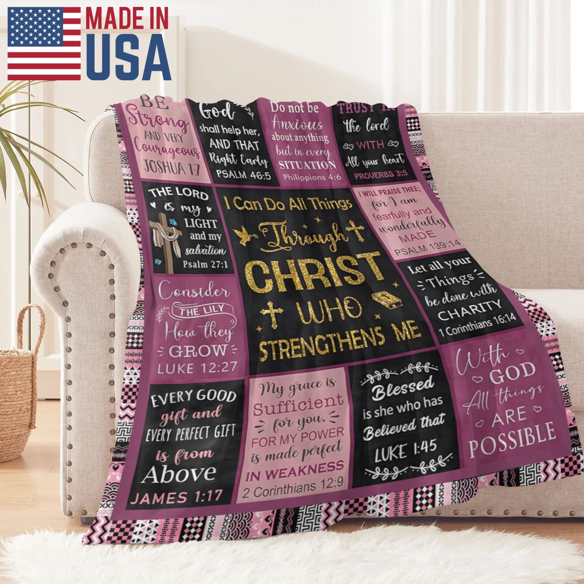 Christian Gifts for Women, Christian Baptism Gifts, Baptism Gifts for Girls, Religious Gifts, Inspirational Gifts for Women, Confirmation Gifts for Teen Girls, Religious Christian Blanket 60" X 80", Printed on One Side, Valentines  Gifts for Women Men