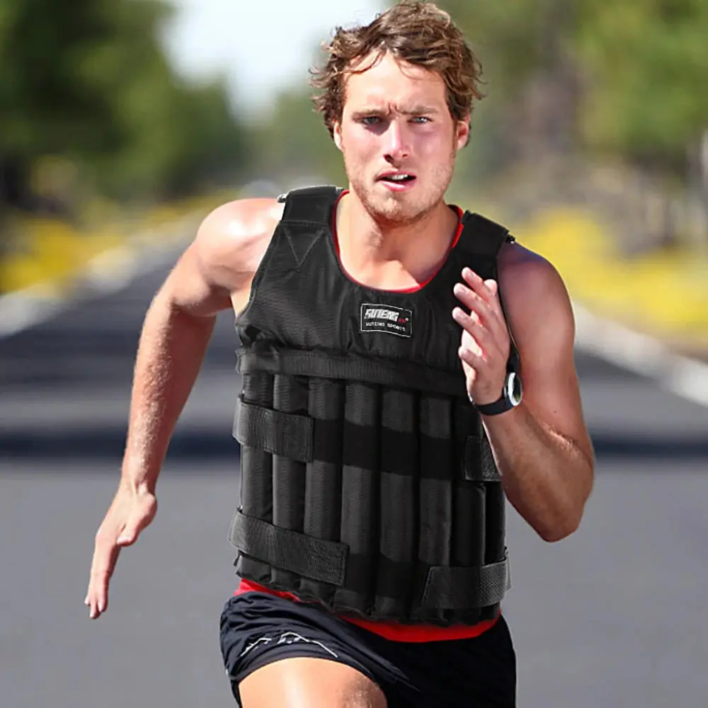 1 - 110LBS Adjustable Weighted Vest Running Loading Weighted Vest Training Workout Fitness Adjustable Waistcoat Jacket Man Women