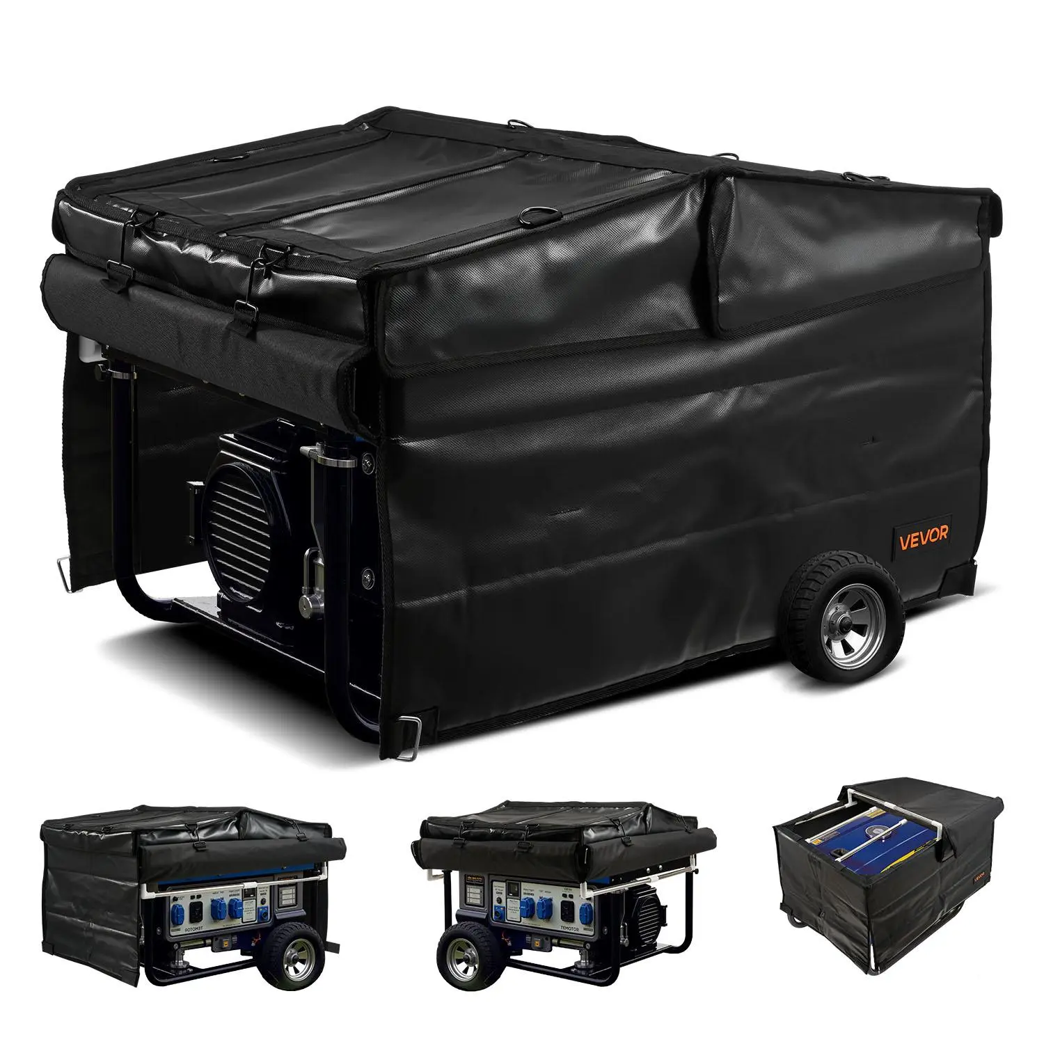 【summerfinds】VEVOR Generator Cover, 34 x 26 x 21 Inch Waterproof Universal Generator Cover for Most Generators 3500-12000 Watt, Portable Generator Running Cover with Heavy Duty Thicken 420D Oxford Fabric, Black