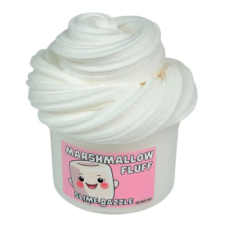 Butter Fluffy Marshmallow Slime 8 Fl Oz – White Non-Sticky Inflatable Snow Butter Slime – Marshmallow Vanilla Scented Beginner Slime