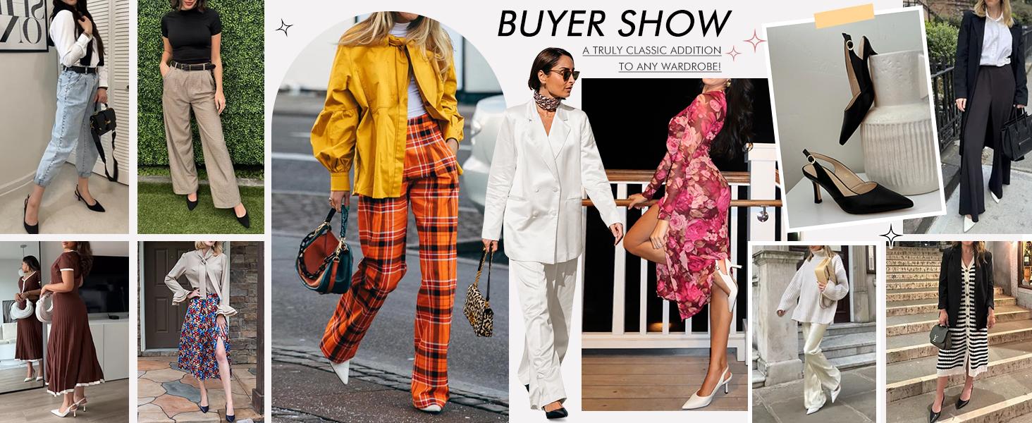 Coutgo Women's Slingback Kitten Heels Closed Pointed Toe Wedding Party Dress Pumps Shoes