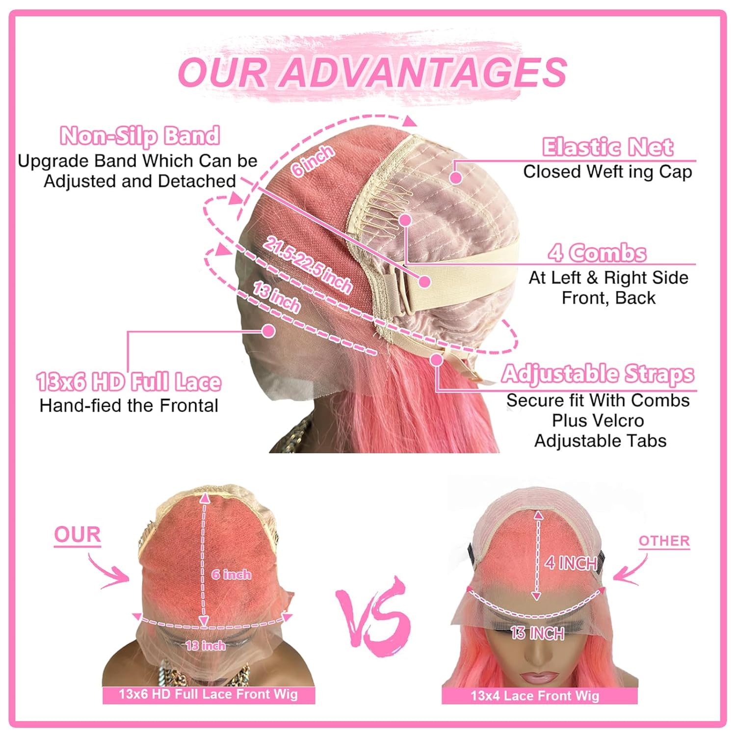 Pink Lace Front Wig Human Hair Body Wave 30 Inch Hot Pink 180% Density HD Transparent Lace Frontal Glueless for Women Natural Look Seamless Hairline Vibrant Style & Color